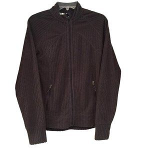 AVALANCHE Women's Small Gray Green Cabled Full Zip Mock Neck Fleece Jacket